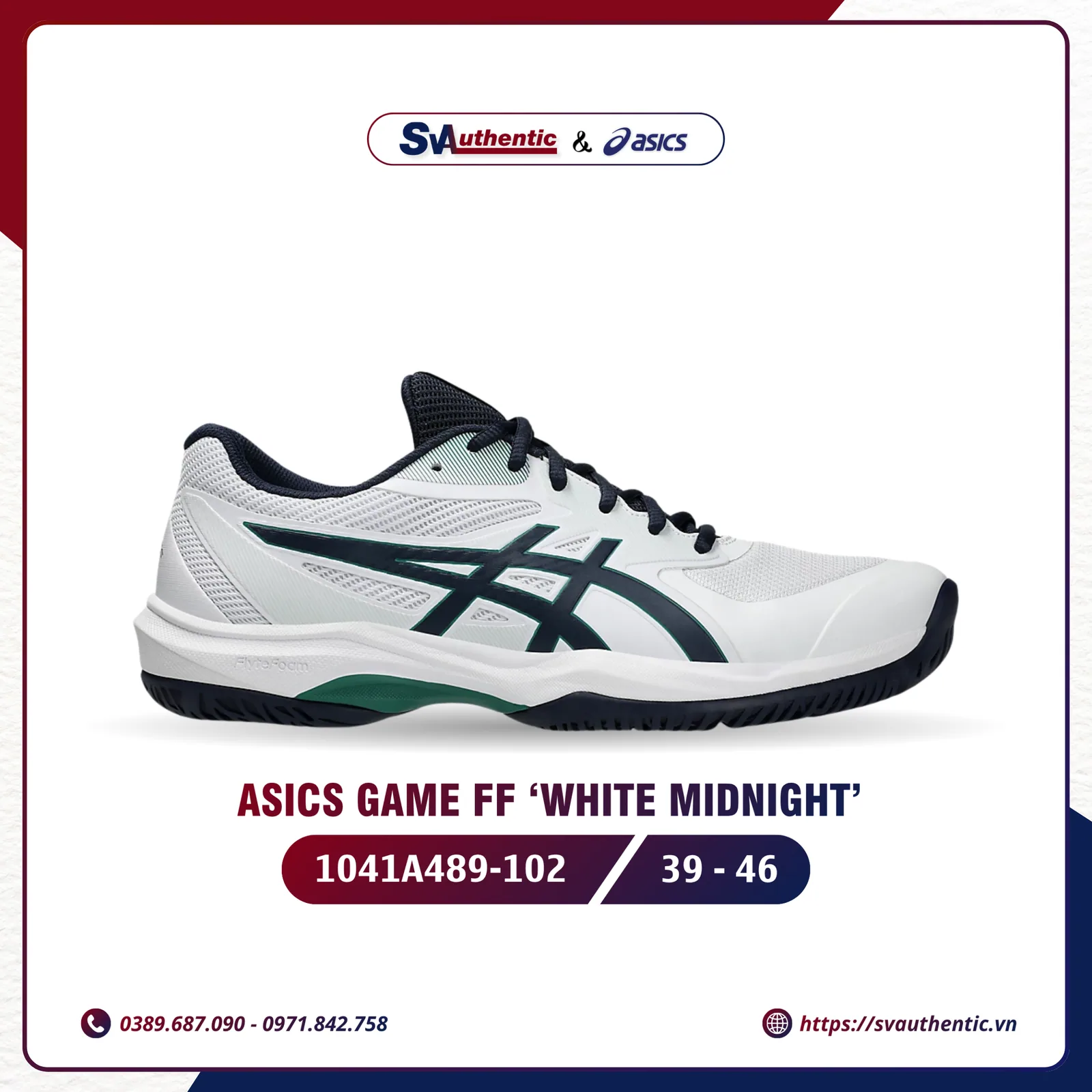 Giày Tennis Pickleball Nam ASICS Game FF White Midnight (1041A489-102)
