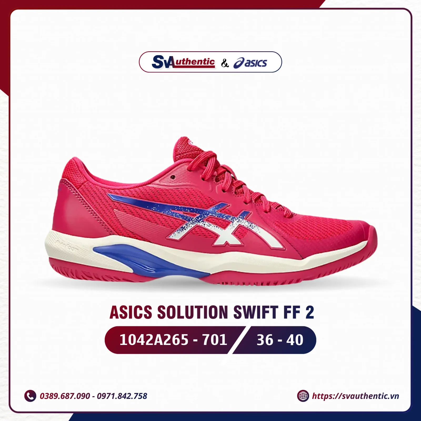 Giày Tennis Pickleball Nữ ASICS Solution Swift FF 2 Bright Rose (1042A265-701)