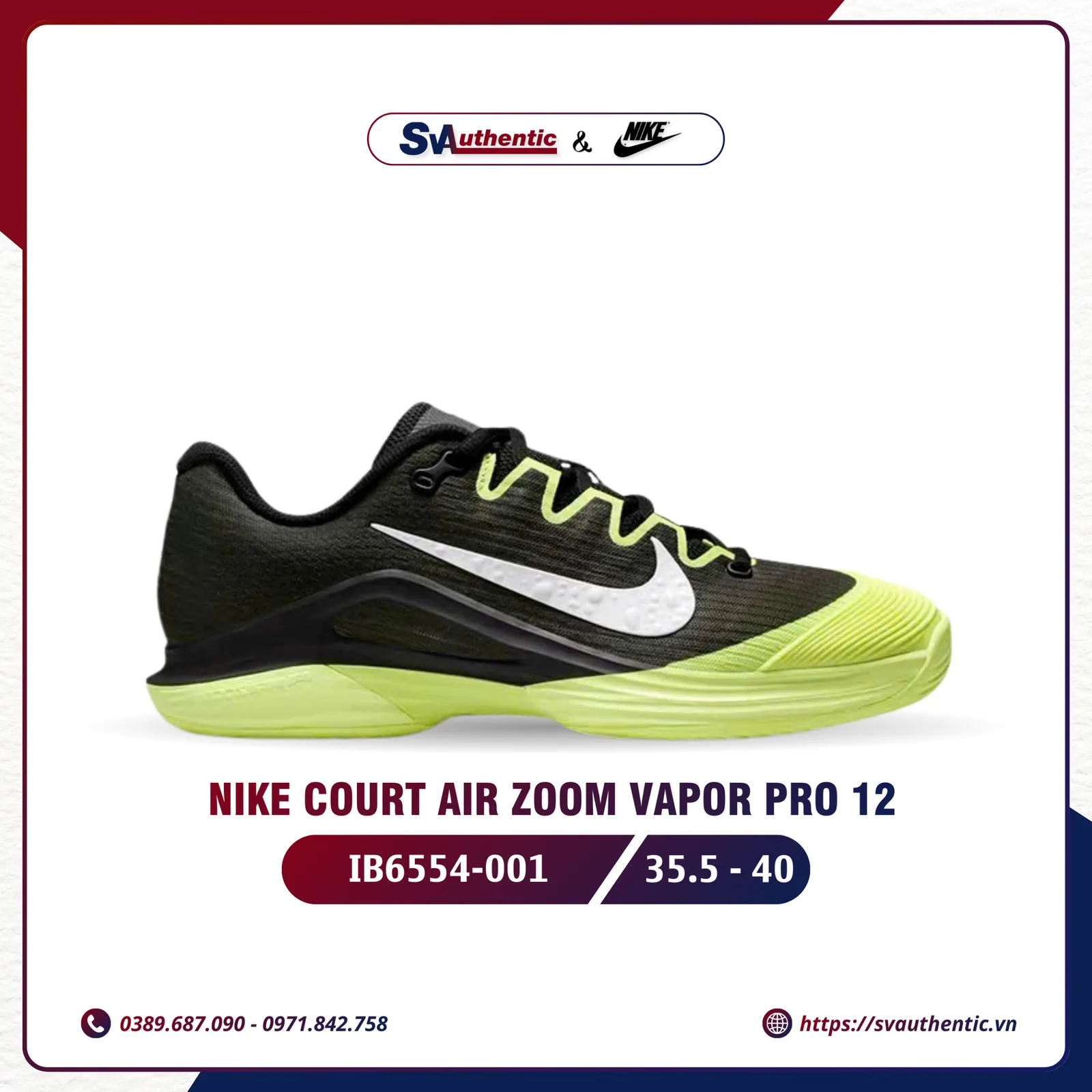 [New 2026] Giày Tennis Pickleball Nike Vapor Pro 12 – IB6554-001