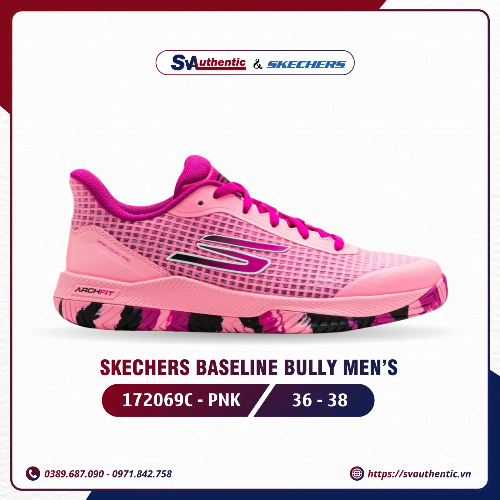 Giày Skechers Viper Court Pro 172069C-PNK