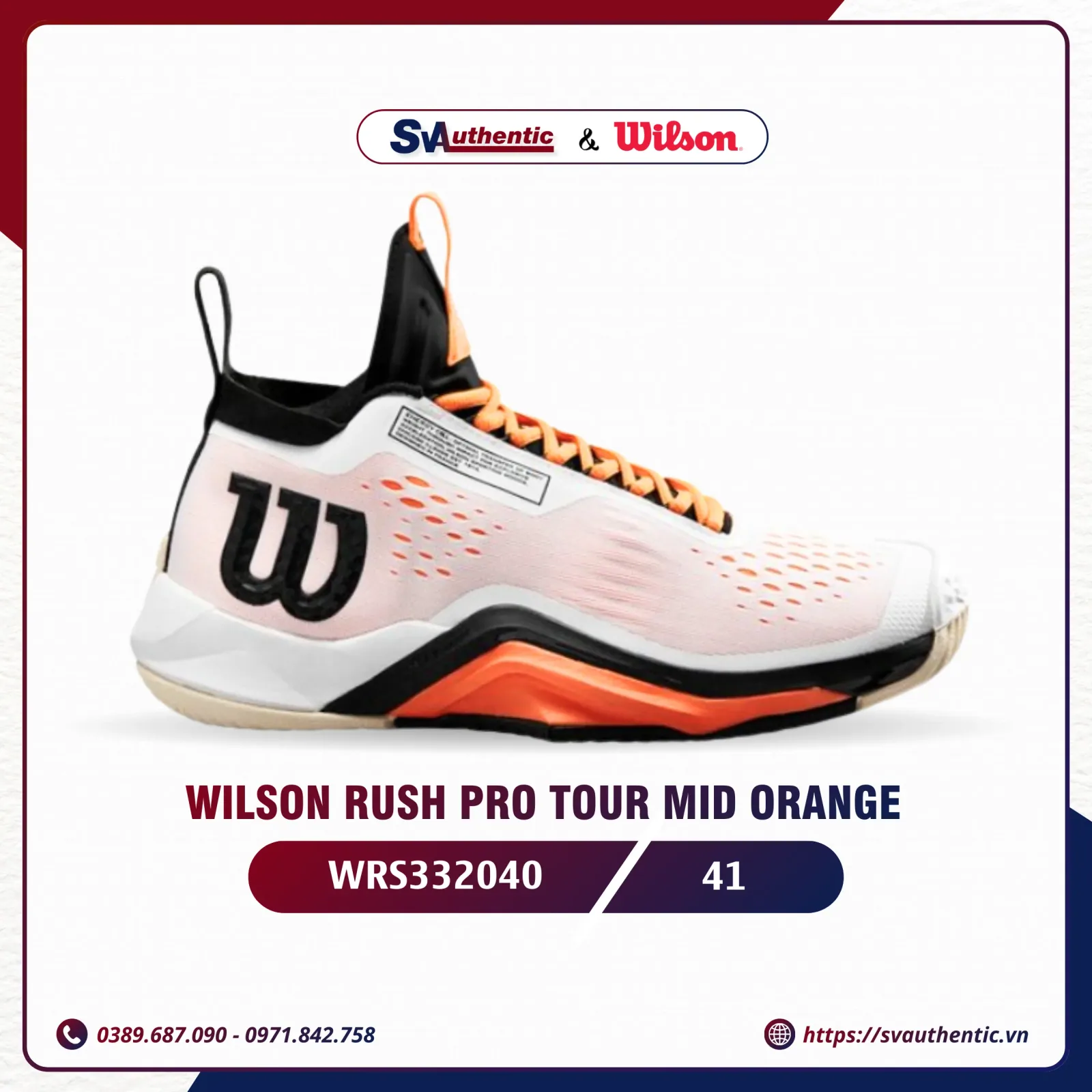 Giày WILSON RUSH PRO TOUR MID ORANGE WRS332040