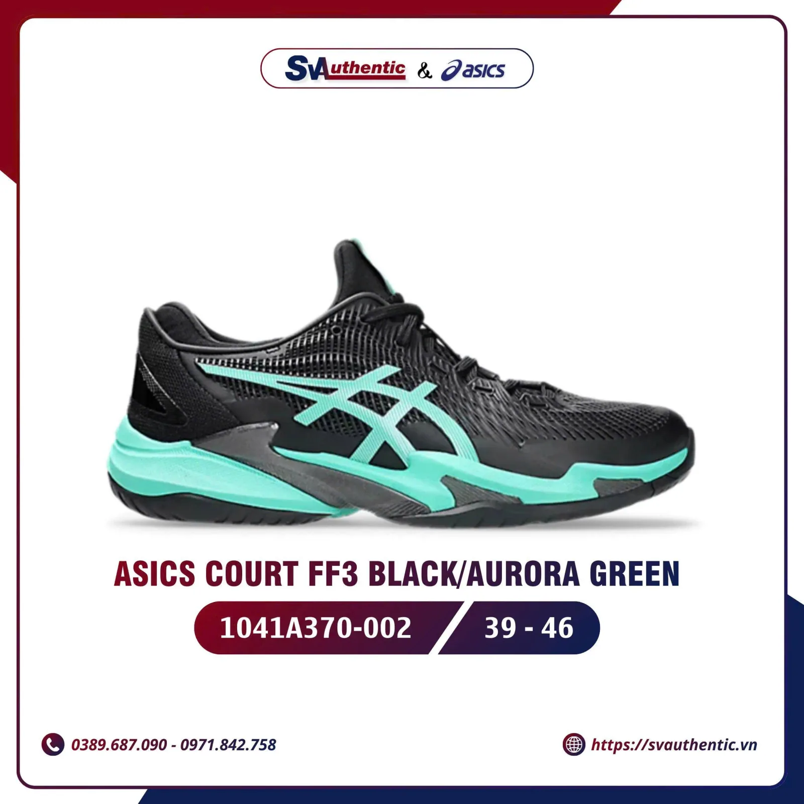 Giày Tennis Pickleball Nam Asics Court FF3 Black/Aurora Green (1041A370-002)