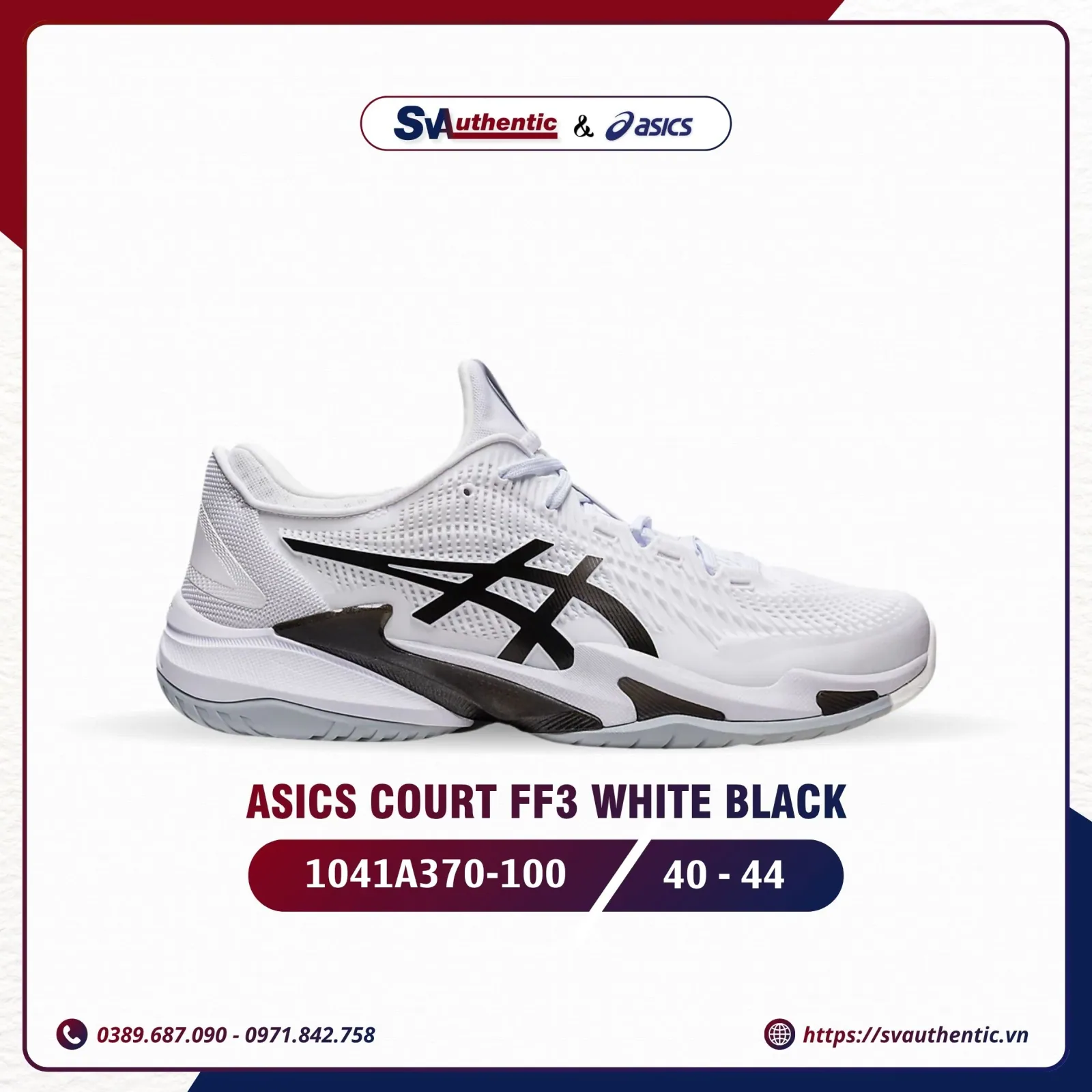 Giày Tennis Pickleball Nam ASICS Court FF 3 White / Black (1041A370-100)