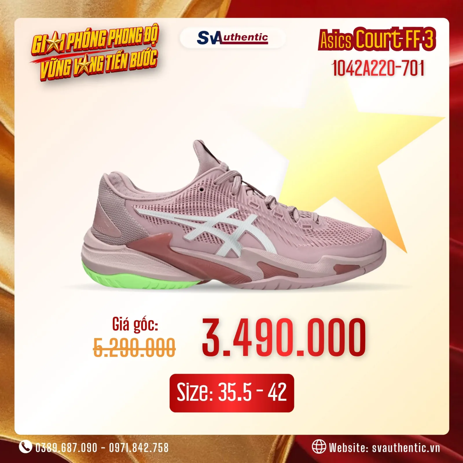 Giày Tennis Pickleball Nam ASICS COURT FF3 MORGANITE/WHITE (1042A220-701)