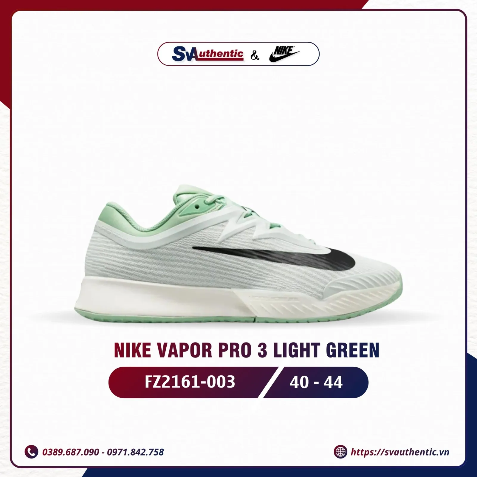 Giày Tennis Pickleball Nam NIKE Vapor Pro 3 Light Green (FZ2161-003)