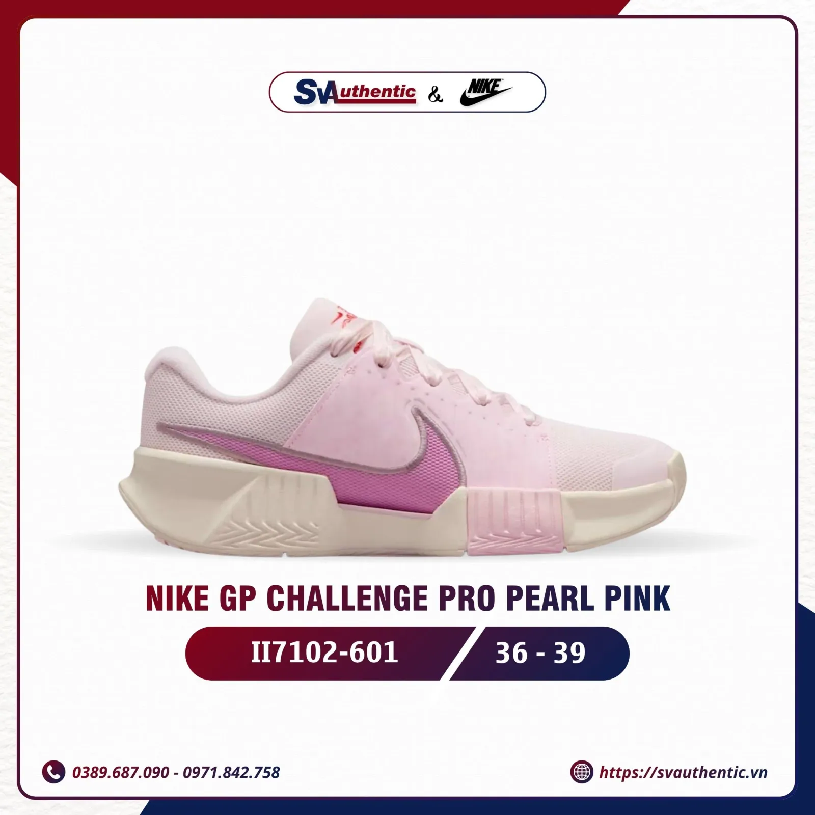 Giày Tennis Pickleball Nữ NIKE GP Challenge Pro Pearl Pink / Pink (II7102-601)