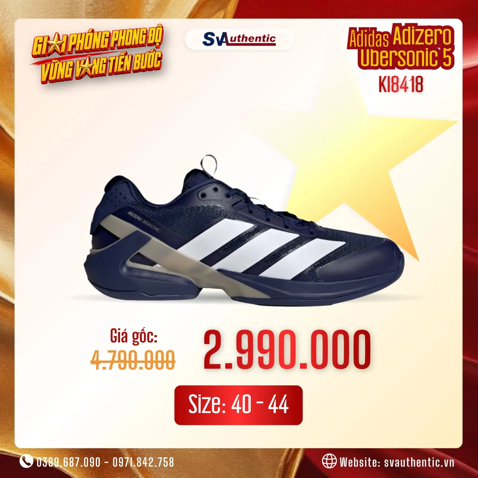 Giày Tennis Pickleball Nam ADIDAS Adizero Ubersonic 5 Cyber Metallic (KI8418)