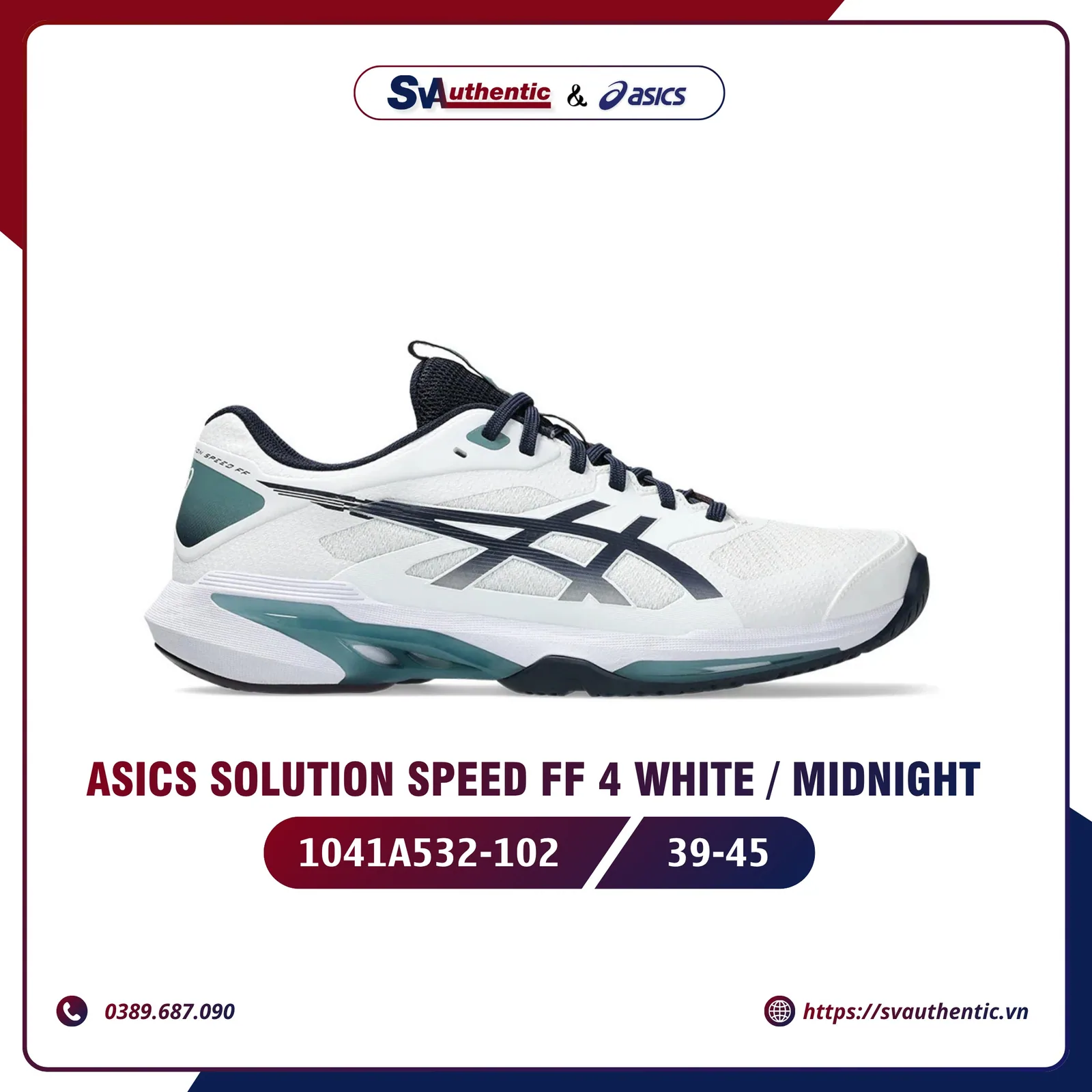 Giày Tennis Pickleball Nam ASICS Solution Speed FF 4 White / Midnight (1041A532-102)