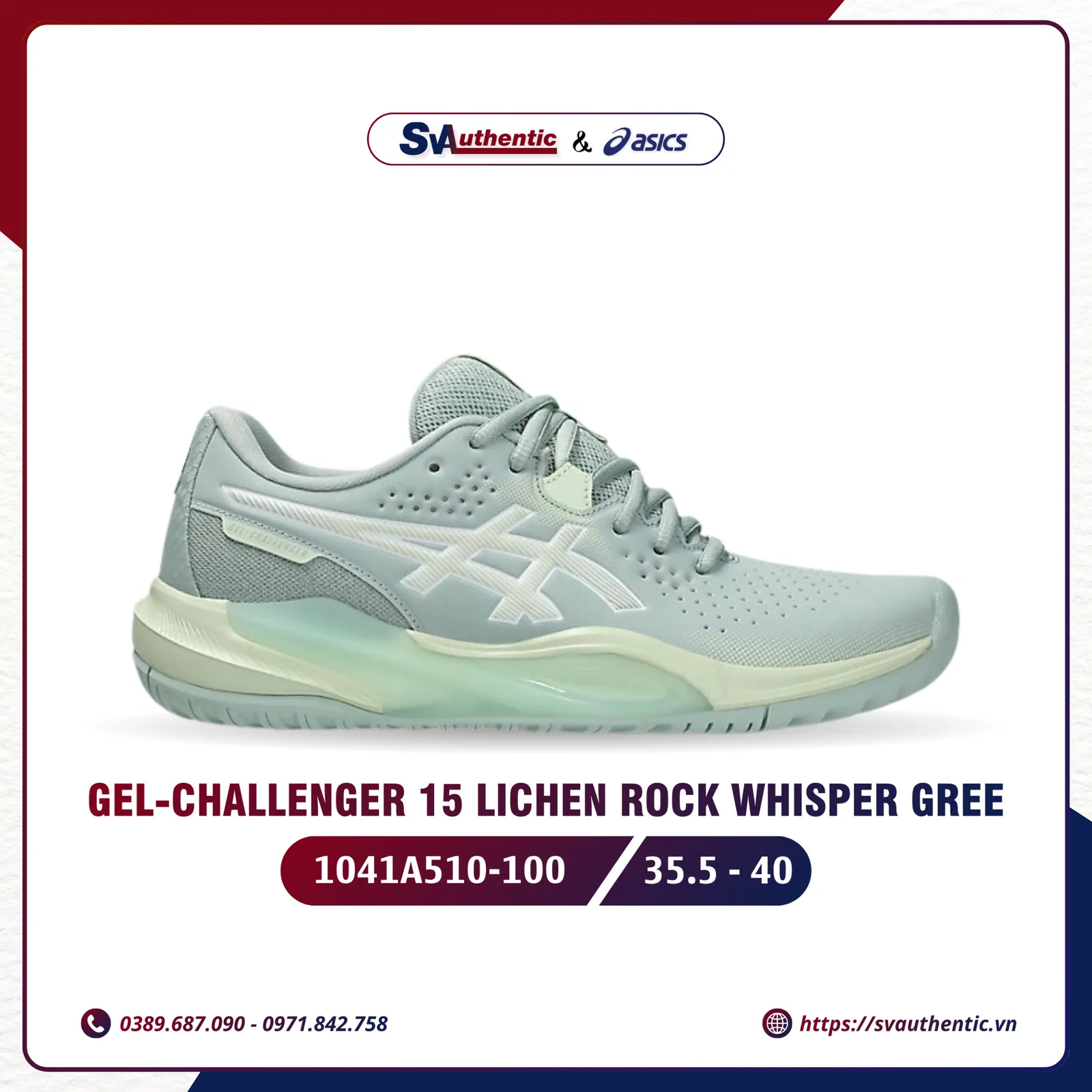 Giày Tennis Pickleball Nam Asics Gel Challenge 15 Lichen Rock Whisper Green (1042A294-300)