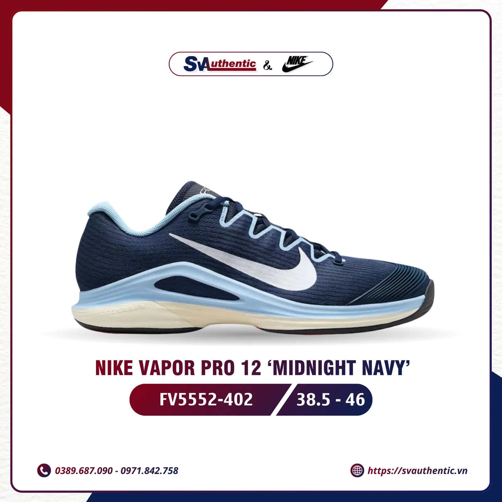 Giày Tennis Pickleball Nike Vapor 12 Midnight Navy Chính Hãng (FV5552-402)