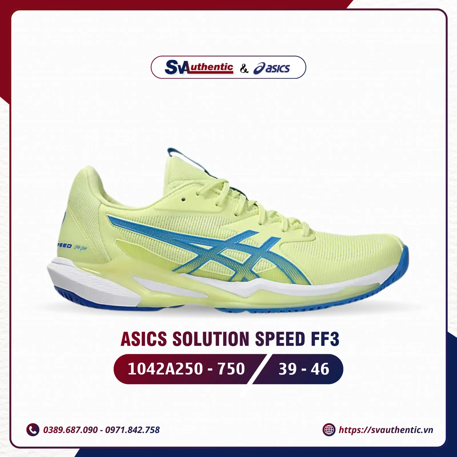 Giày Tennis Pickleball Nữ Asics Solution Speed FF 3 Yellow Blue (1042A250-750)
