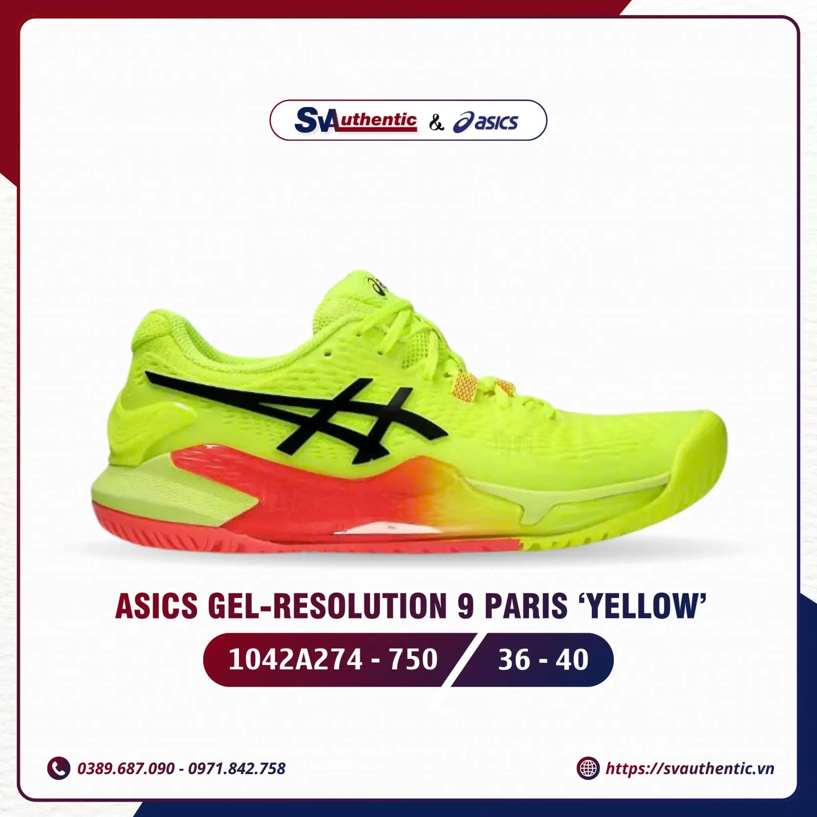 Giày Tennis Pickleball Nữ ASICS Gel Resolution 9 Paris ‘Yellow’ (1042A274-750)