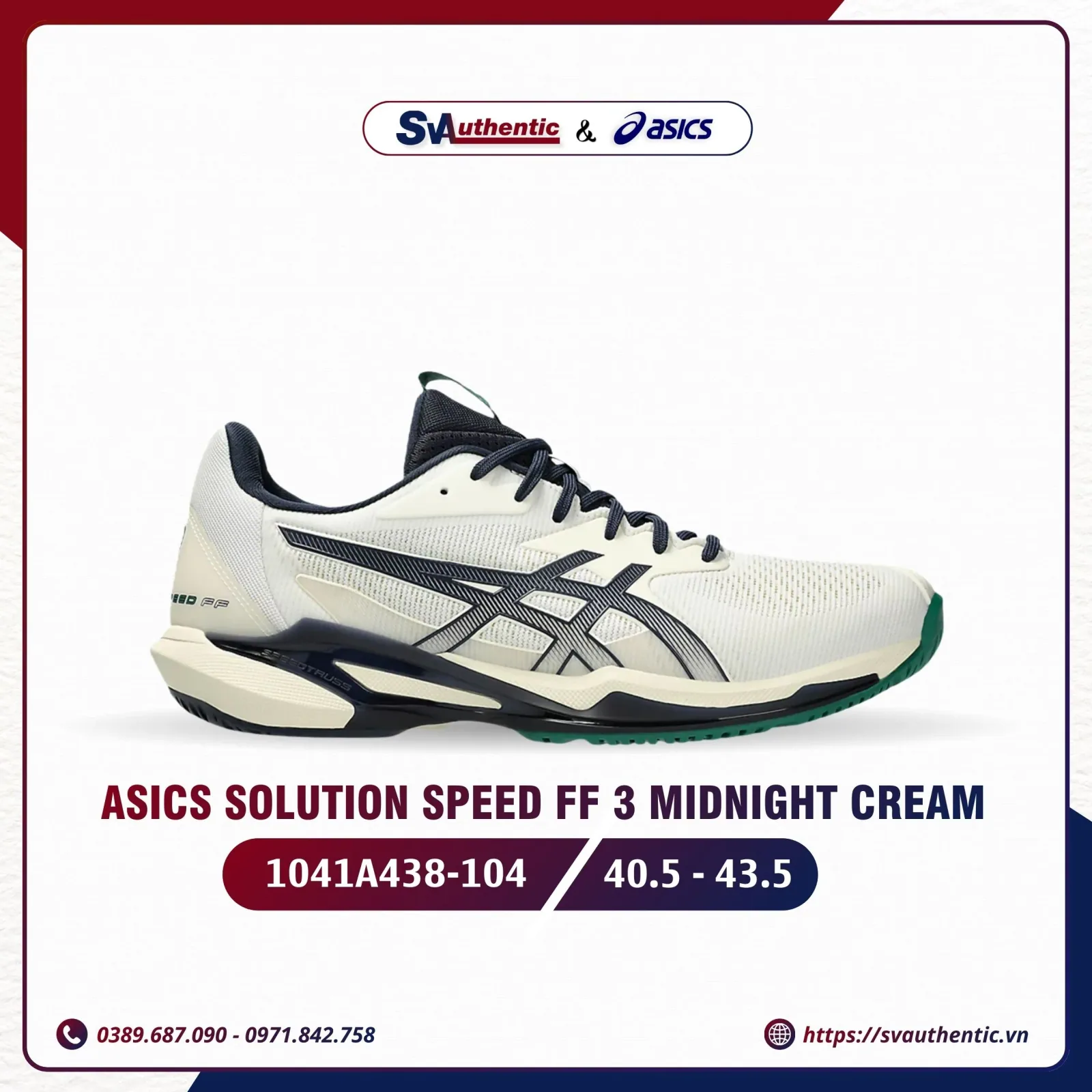 Giày Tennis Pickleball Nữ Asics Solution Speed FF 3 Midnight Cream (1041A438-104)