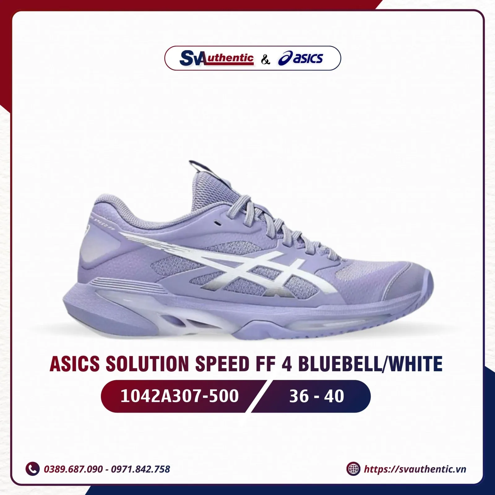 Giày Tennis Pickleball Nữ Asics Solution Speed FF 4 Bluebell / White (1042A307-500)