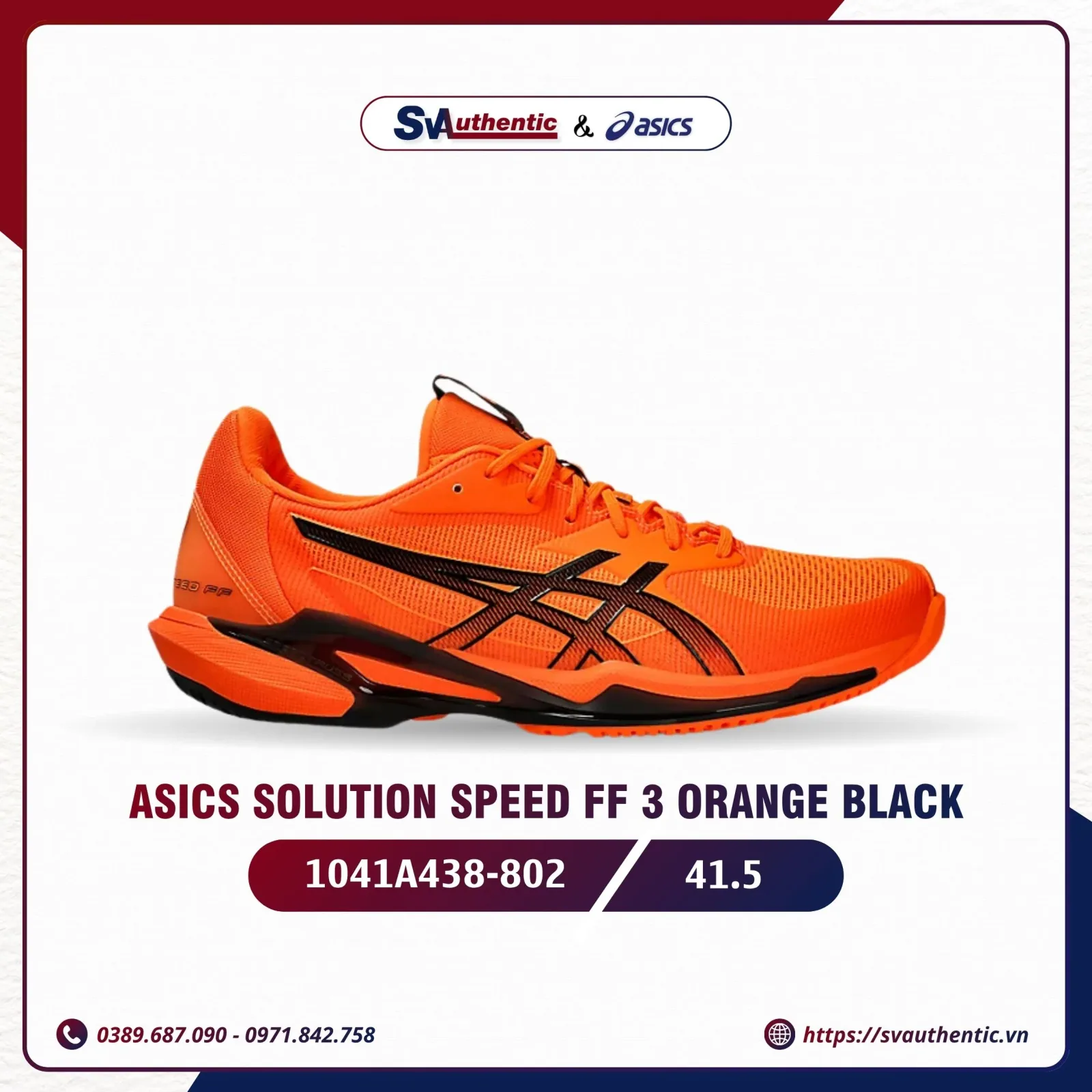 Giày Tennis Pickleball Nữ Asics Solution Speed FF 3 Orange Black (1041A438-802)